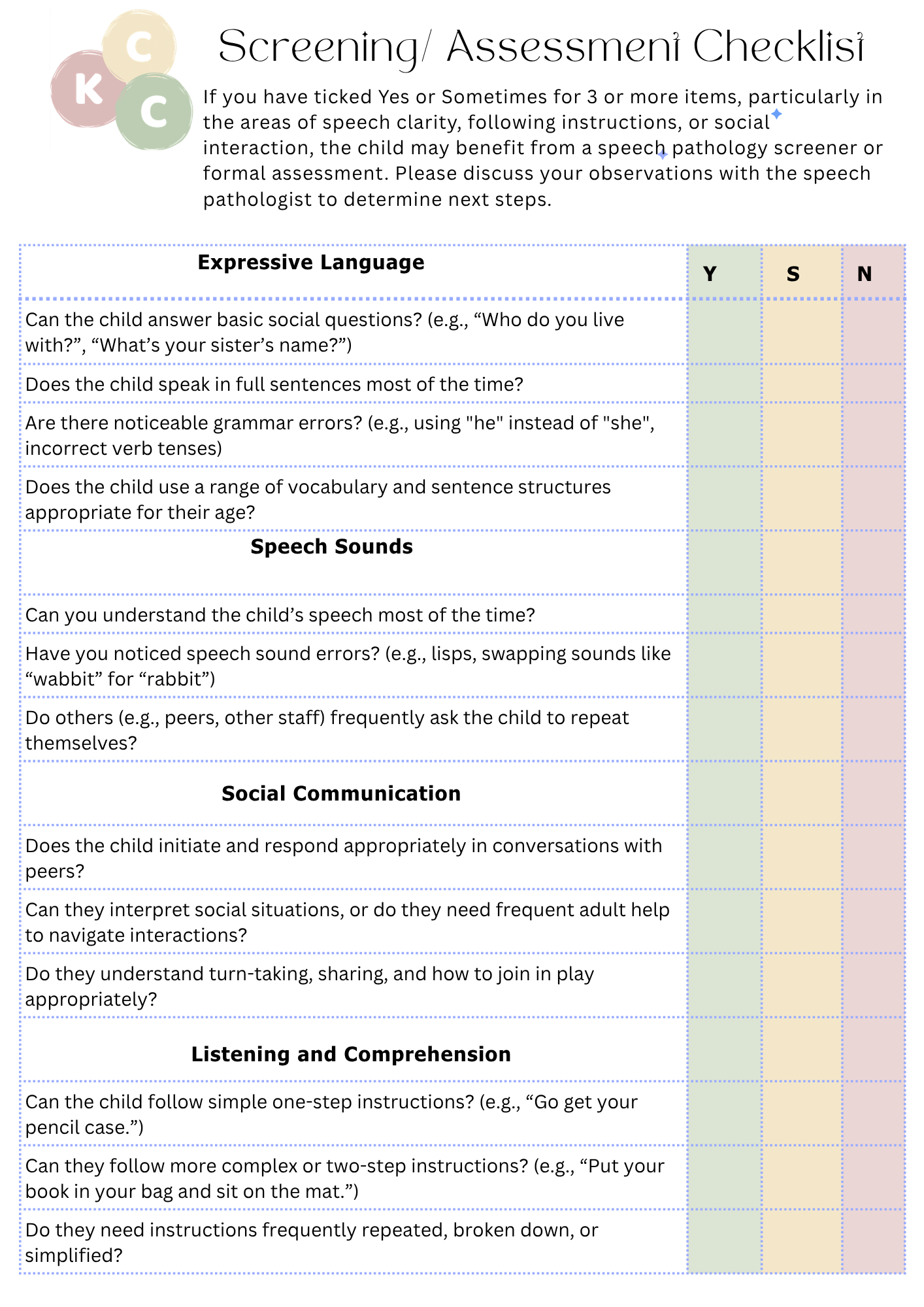 FREE RESOURCE: Prep Screening Assessment Checklist