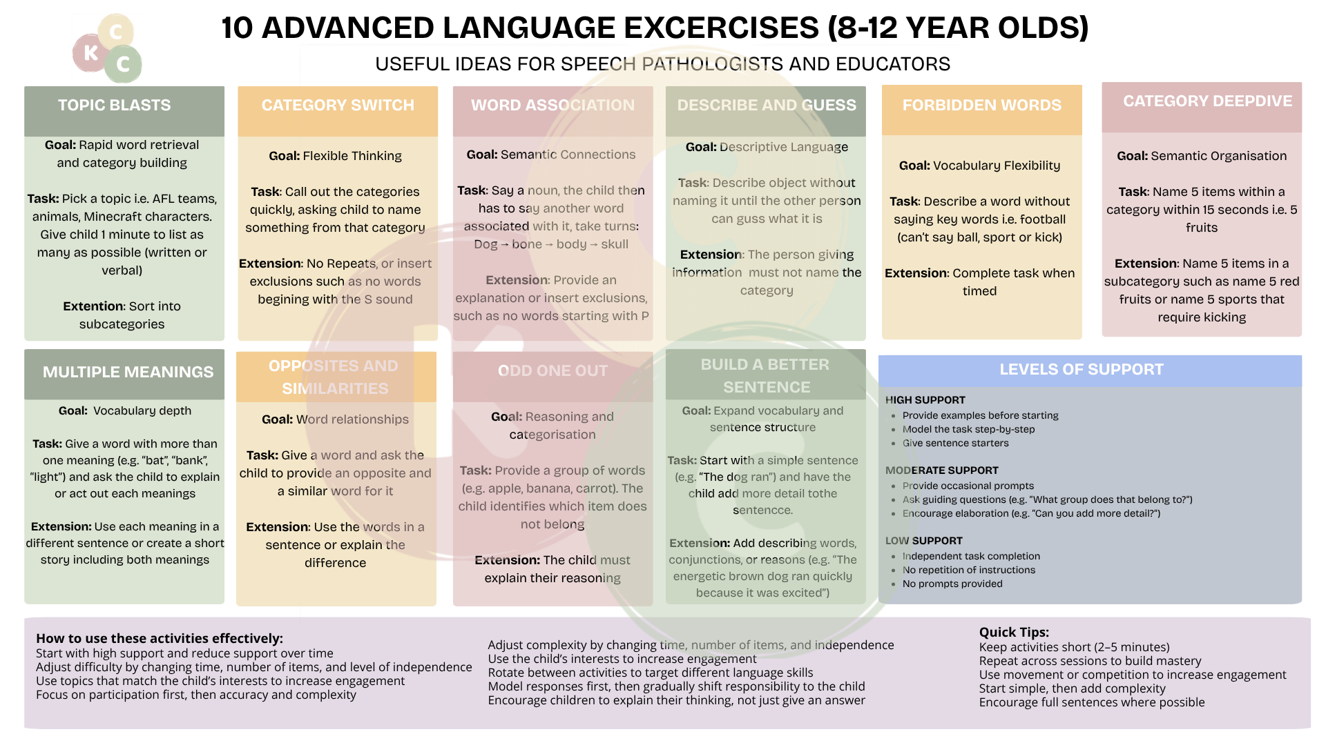 10 Advanced Language Exercises (Ages 8–12) – A4 PDF